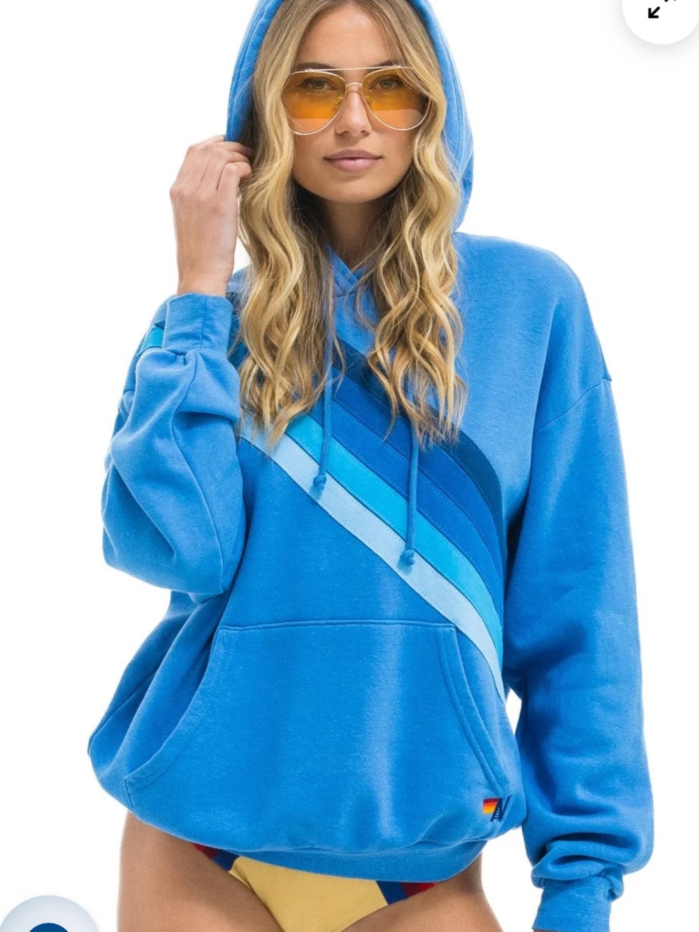 Aviator Nation Cross Strip Hoodie in Cobalt